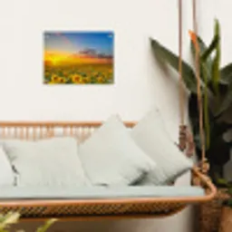 Bloemen - Zonnebloem - Zonsondergang - Nacht - Oranje tuinposter los doek klein -sfeer7