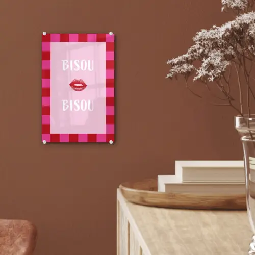 Kiss - Roze - Frans - Valentijn plexiglas 5mm klein -sfeer5
