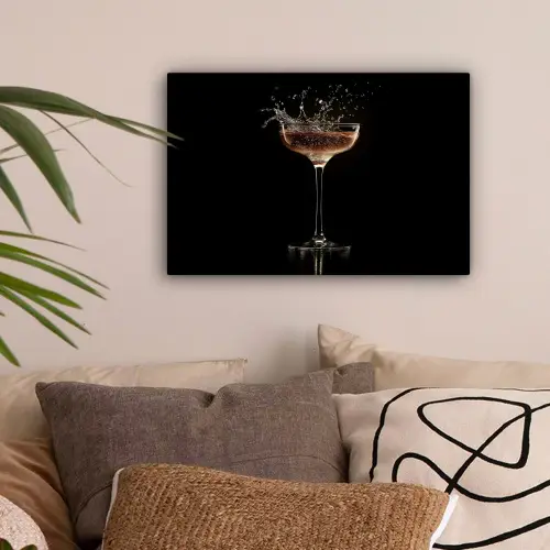 Cocktail - Zwart - Spetters - Glas canvas 2cm klein -sfeer1