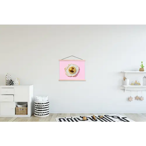 Ei - Disco - Ontbijt - Glitter textielposter latten blank klein -kinderkamer