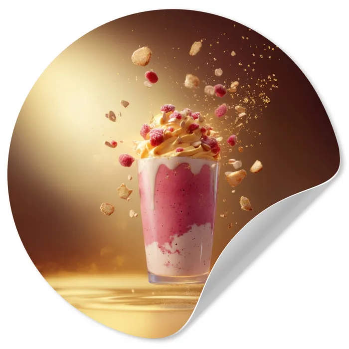 Framboos - Smoothie - Drinken - Roze Wandcirkel behangsticker klein -3d