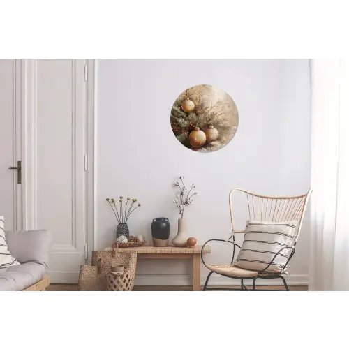 Kerst - Kerstballen - Beige - Goud Wandcirkel aluminium klein -woonkamer