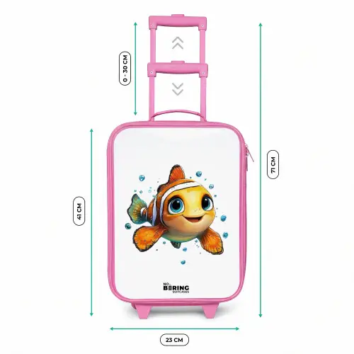 Clownvis met bellen op witte achtergrond Kinderkoffer - Roze klein -productfoto_formaten