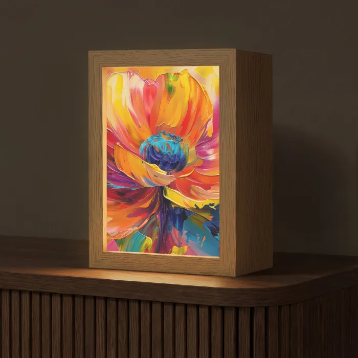 Bloem - Verflook - Modern - Abstract - Kleuren Light Box met kabel (Tafellamp) klein -z3d_website