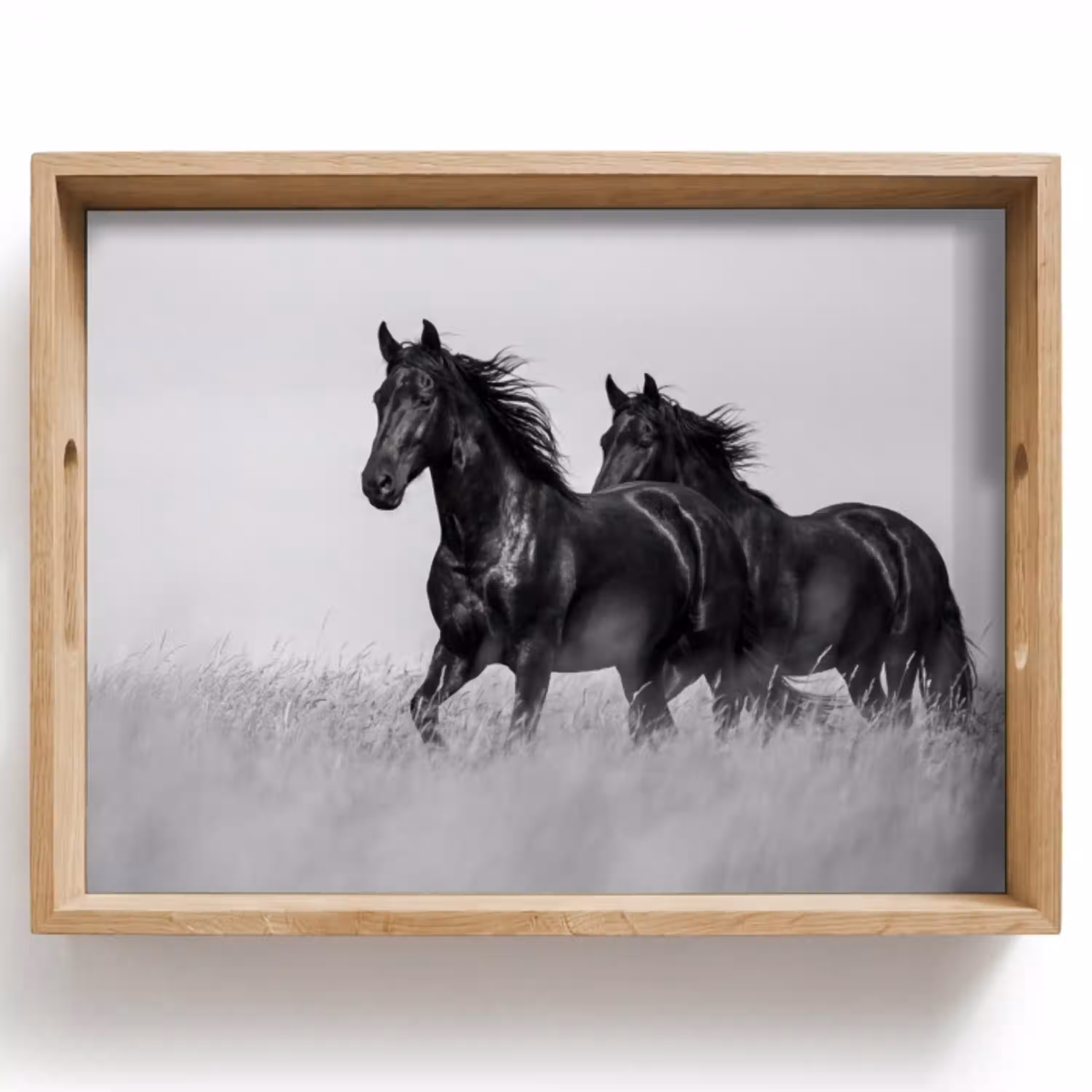 Paarden - Gras - Zwart - Wit Dienblad Rechthoek middel -z3d_shopping
