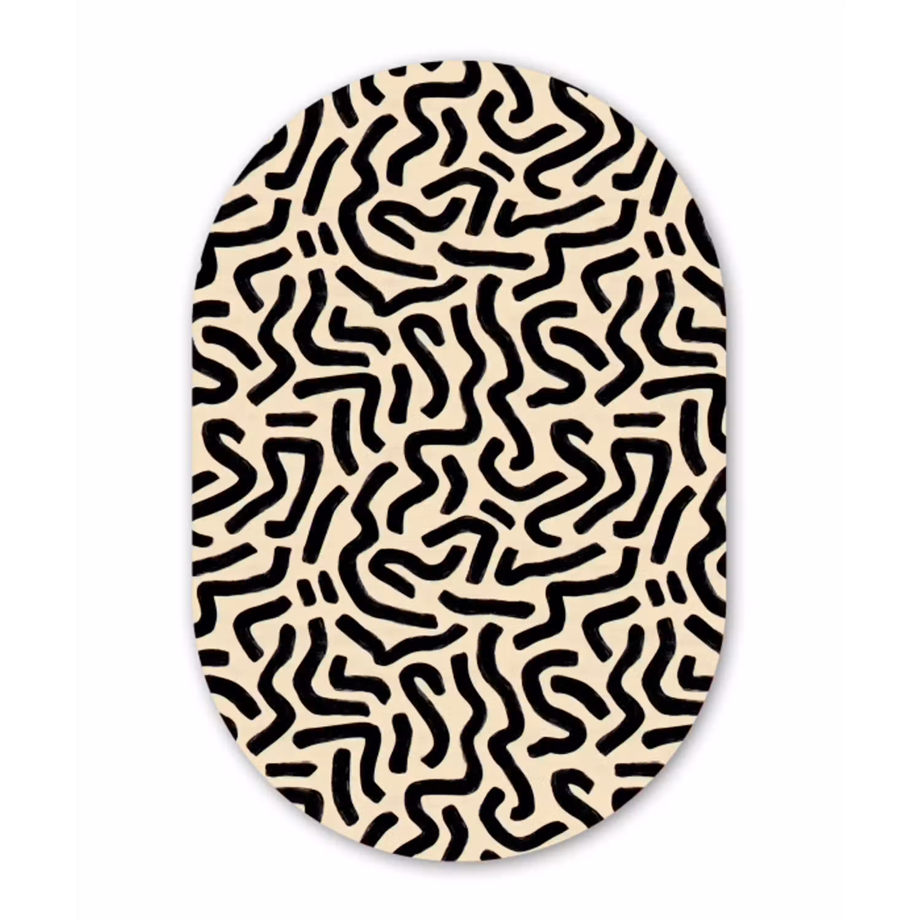 Abstract - Lijnen - Zwart Wandcirkel Ovaal Aluminium middel 839 -3d