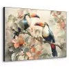 Toekan - Vogels - Bloemen - Tak Textielframe zwart klein -3d