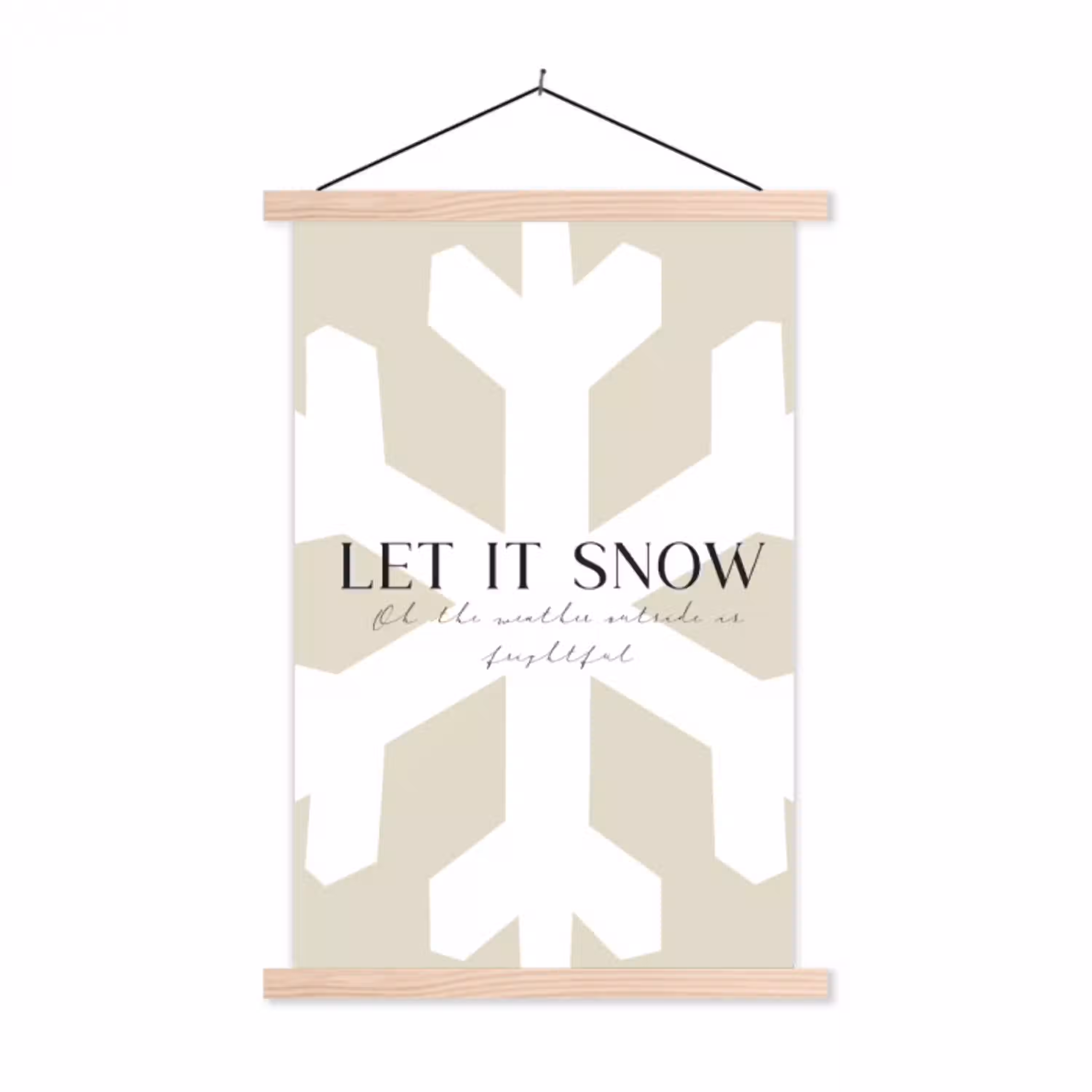 Sneeuw - Japandi - Winter - Decoratie textielposter latten blank klein -3d