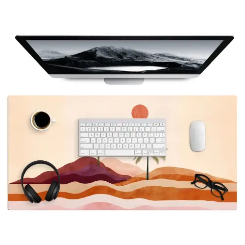 Palmbomen - Abstract - Zon - Heuvels Muismat XXL klein -3d