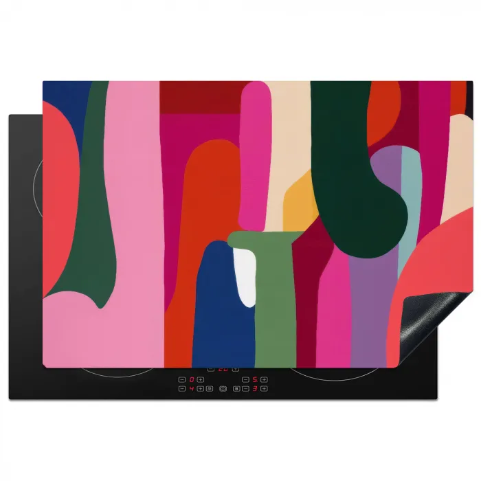 Kleurvakken - Recht - Rond - Abstract Inductie beschermer vinyl 3mm klein -3d