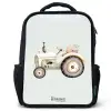 Beige vintage tractor in pastel groene kleuren Rugzak - Zwart middel -3d