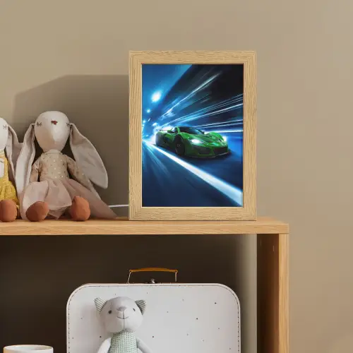 Groene racewagen - Blauw - Neon - Licht Light Box met kabel klein -sfeer2_kind