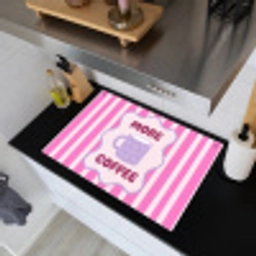 More coffee - Roze - Paars - Strepen - Mok Inductie beschemer met haakjes klein -sfeer1