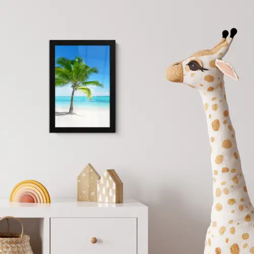 Palmboom - Strand - Zee - Zomer fotolijst zwart zonder passe partout klein -usfeer4_kinderkamer
