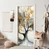 Boom - Modern - Abstract - Goud - Zwart - Wit deurposter klein -sfeer6