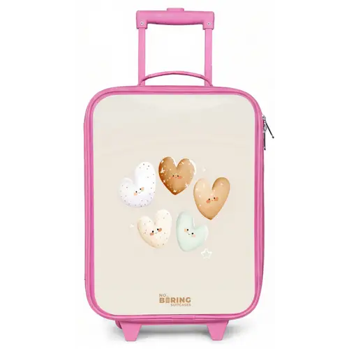 Hartjes in zachte beige tinten Kinderkoffer - Roze klein -zz3dotto