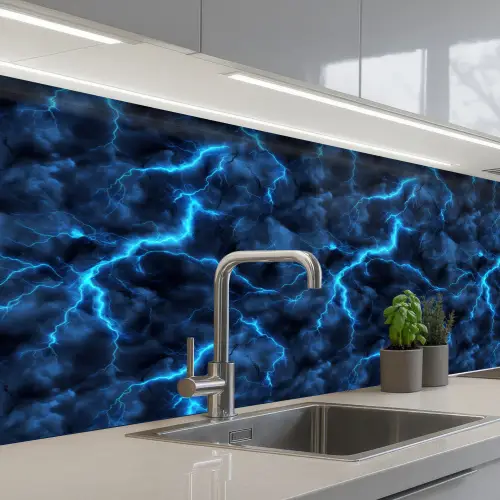 Donker - Blauw - Bliksem keuken achterwand 2 middel 871 -3d_schuin