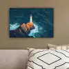 Vuurtoren - Rots - Zee - Golven canvas 2cm klein -sfeer3