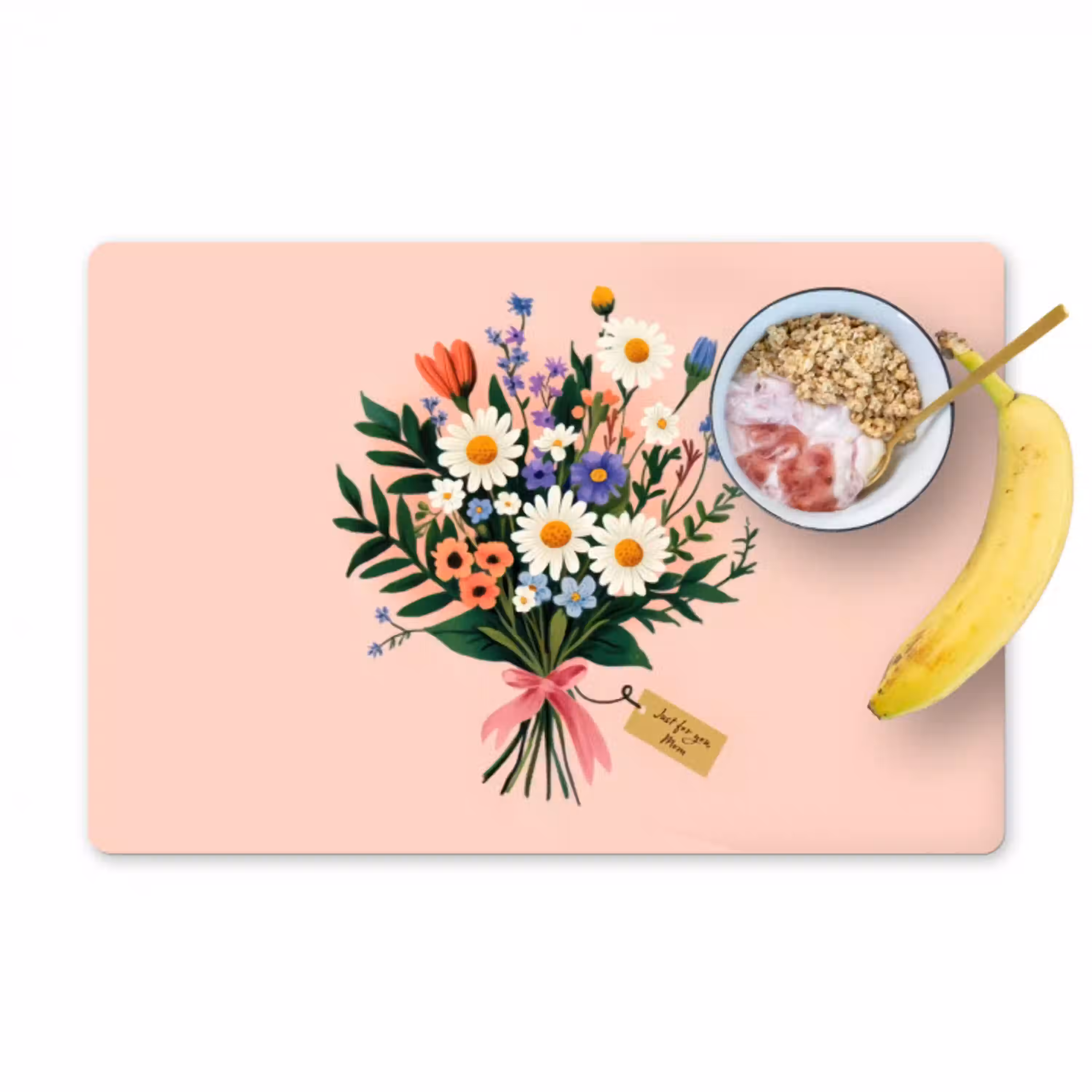 Margrieten - Boeket - Strikje - Roze Placemat vinyl groot -zzzproduct_Kitchenyeah-website