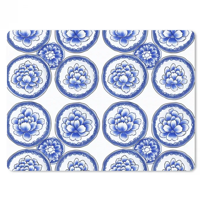 Cirkels - Bloemen - Blauw muismat rubber klein 262 -3d