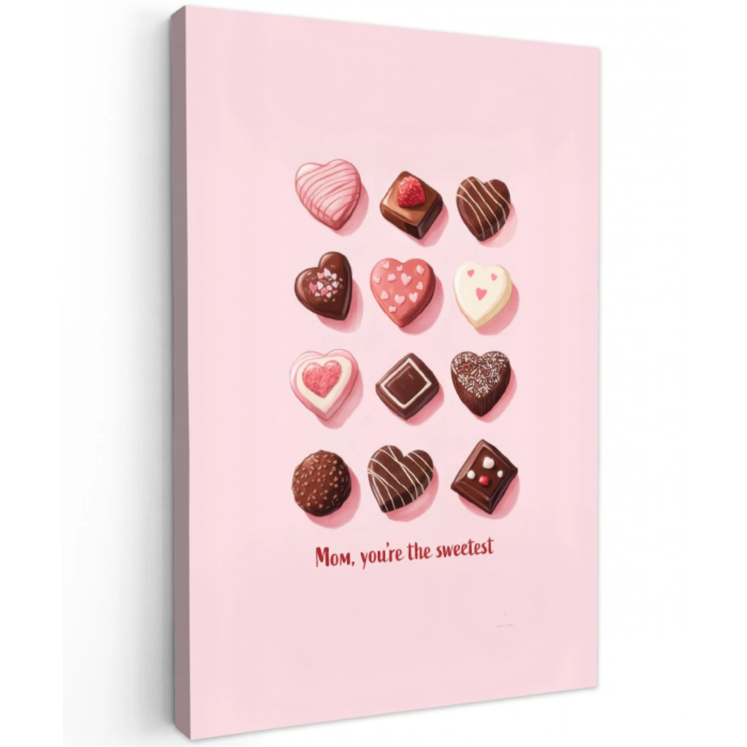 Chocolaatjes - Hartvormig - Liefste Tuinposter op houten frame 2 cm dik middel -3d