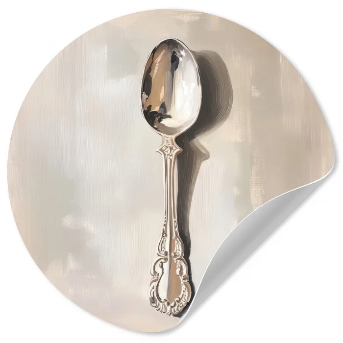 Lepel - Verf - Zilver Wandcirkel behangsticker klein -3d