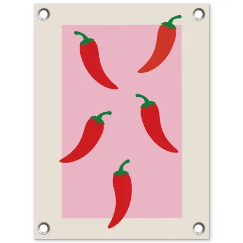 Pepers - Rood - Illustratie tuinposter los doek klein -3d
