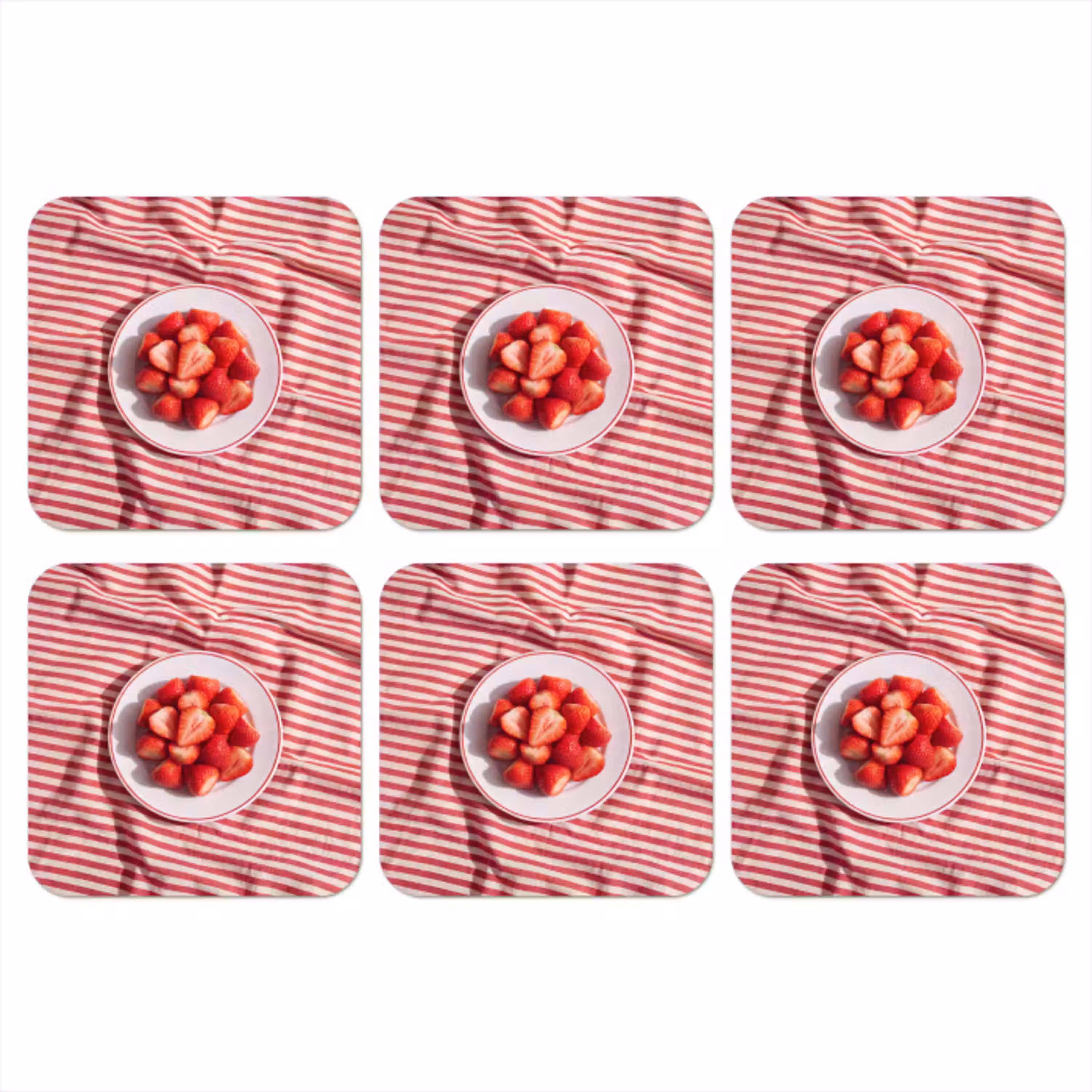 Eten - Aardbeien - Fruit - Zomer - Rood onderzetter kurk middel -3d