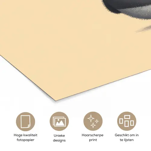 Panda - Beige - Minimalistisch poster papier klein -closeup_NL