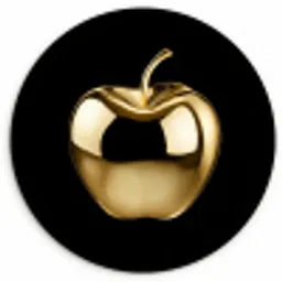 Appel - Goud - Chrome - Zwart KitchenYeah - Keuken - Wandcirkel Forex klein -3d