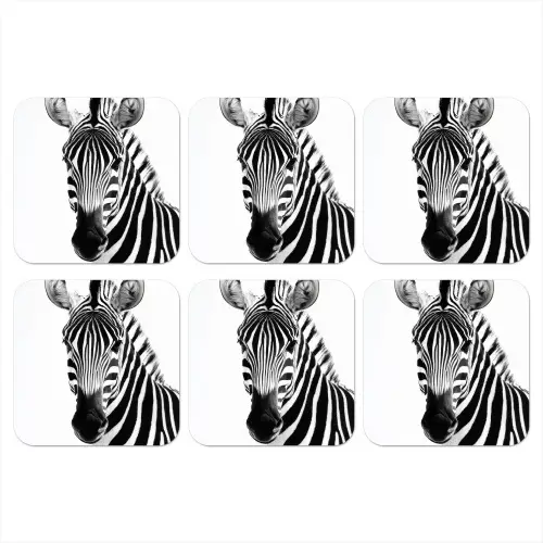 Zebra - Close-up - Zwart - Strepen onderzetter kurk middel -3d