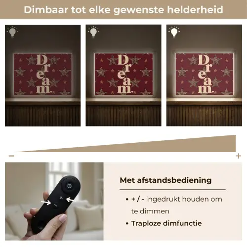 Sterren - Luipaardprint - Dream - Bordeaux Light Box met batterij (Wandlamp) middel -USP_dimbaarNL