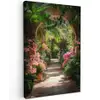 Doorkijk - Tropisch - Bloemen - Natuur Tuinposter op houten frame 2 cm dik klein -3d