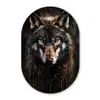 Dieren - Wolf - Portret - Zwart - Bruin Wandcirkel Ovaal Forex klein -3d