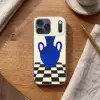 Vaas - Blauw - Geblokt - Modern Telefoonhoesje iPhone 17 Pro Max klein -sfeer1