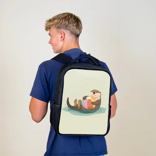 Otter - Strandbal - Kleurrijk Rugzak - Zwart middel -sfeer8
