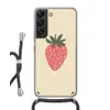 Aardbei - Minimalistisch - Rood - Fruit Hoesje Samsung Galaxy S22 met koord klein -3d
