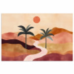Heuvels - Palmbomen - Abstract poster papier klein -3d