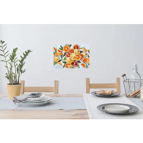 Schijfjes - Fruit - Oranje - Mozaïek Muursticker klein -eettafel