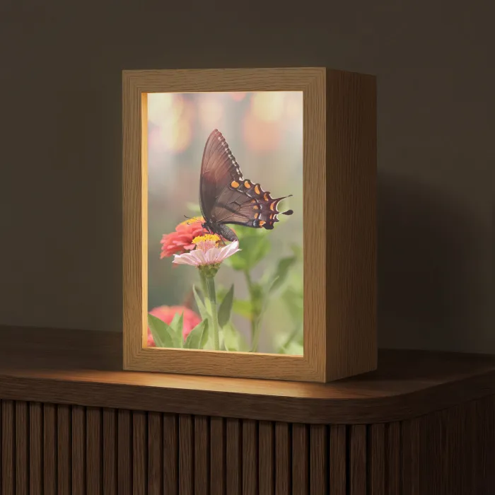 Bloemen - Vlinder - Natuur - Bloem Light Box met kabel (Tafellamp) klein -z3d_website