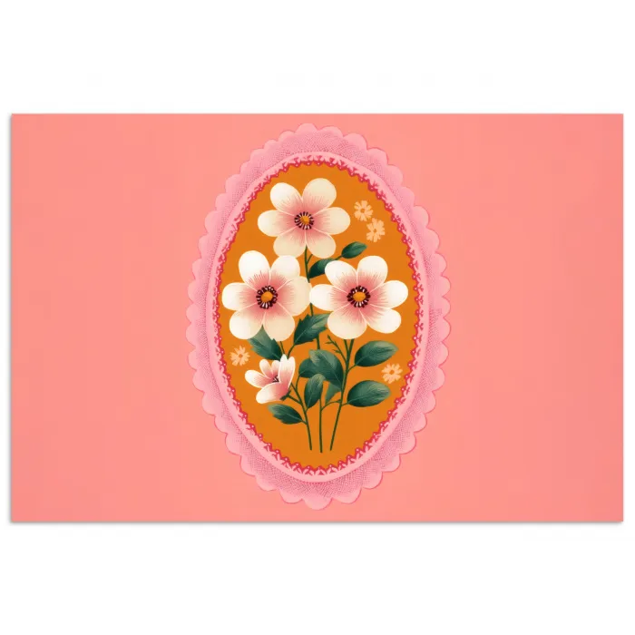 Illustratie - Bloemen - Rand - Roze poster papier klein -3d