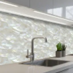 Parelmoerglans - Wit - Schelp keuken achterwand 2 middel 871 -3d_schuin