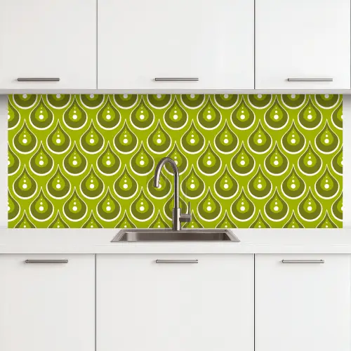 Patronen - Retro - Regen - Druppel - Groen keuken achterwand 2 middel 871 -3d