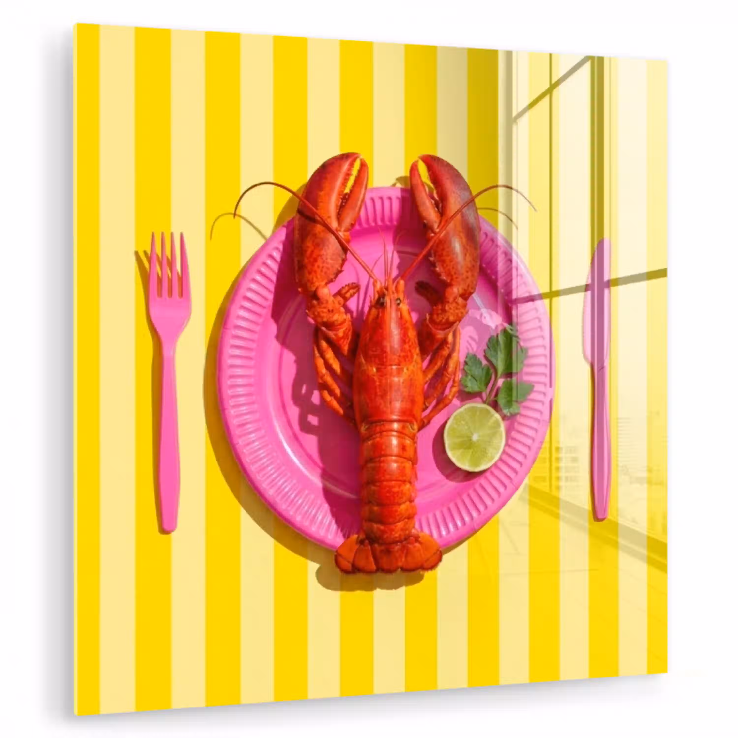 Eten - Roze - Geel - Modern - Culinaire plexiglas 5mm klein -zzzproduct_nieuw