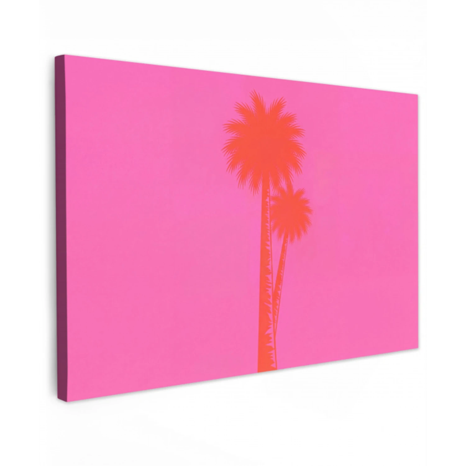 Palmbomen - Modern - Roze Tuinposter op houten frame 2 cm dik klein -3d