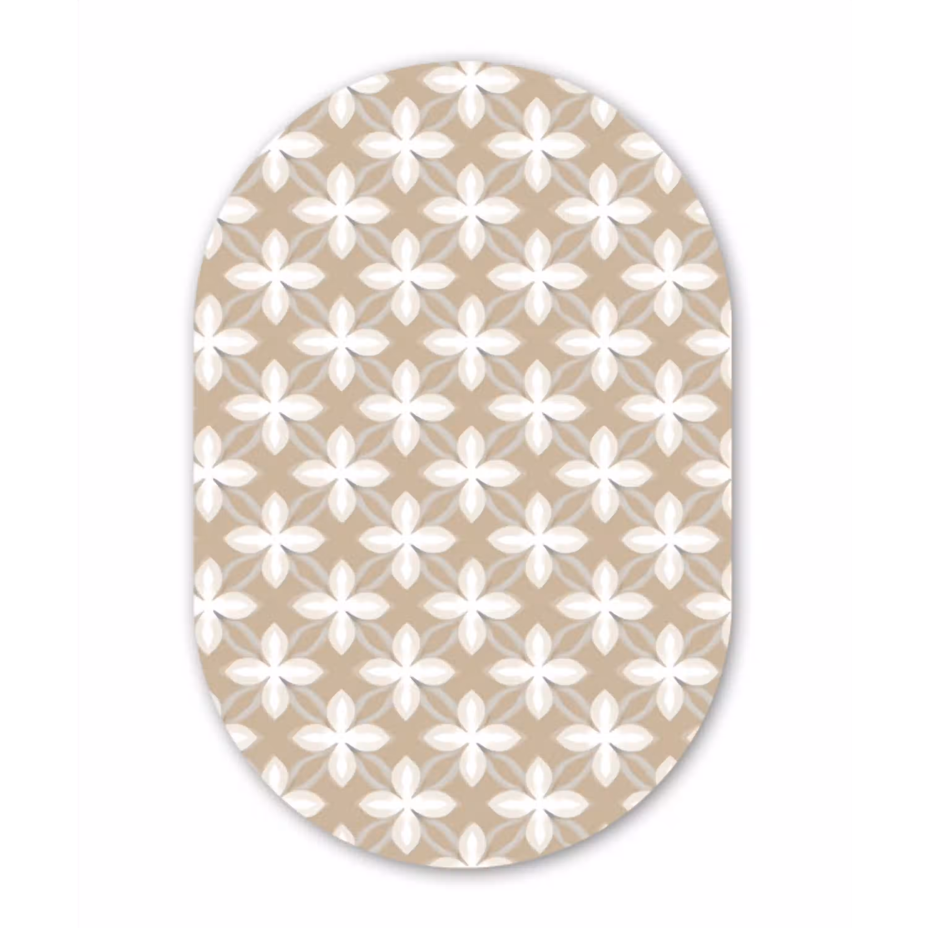 Patroon - Symmetrisch - Beige Wandcirkel Ovaal Aluminium middel 839 -3d