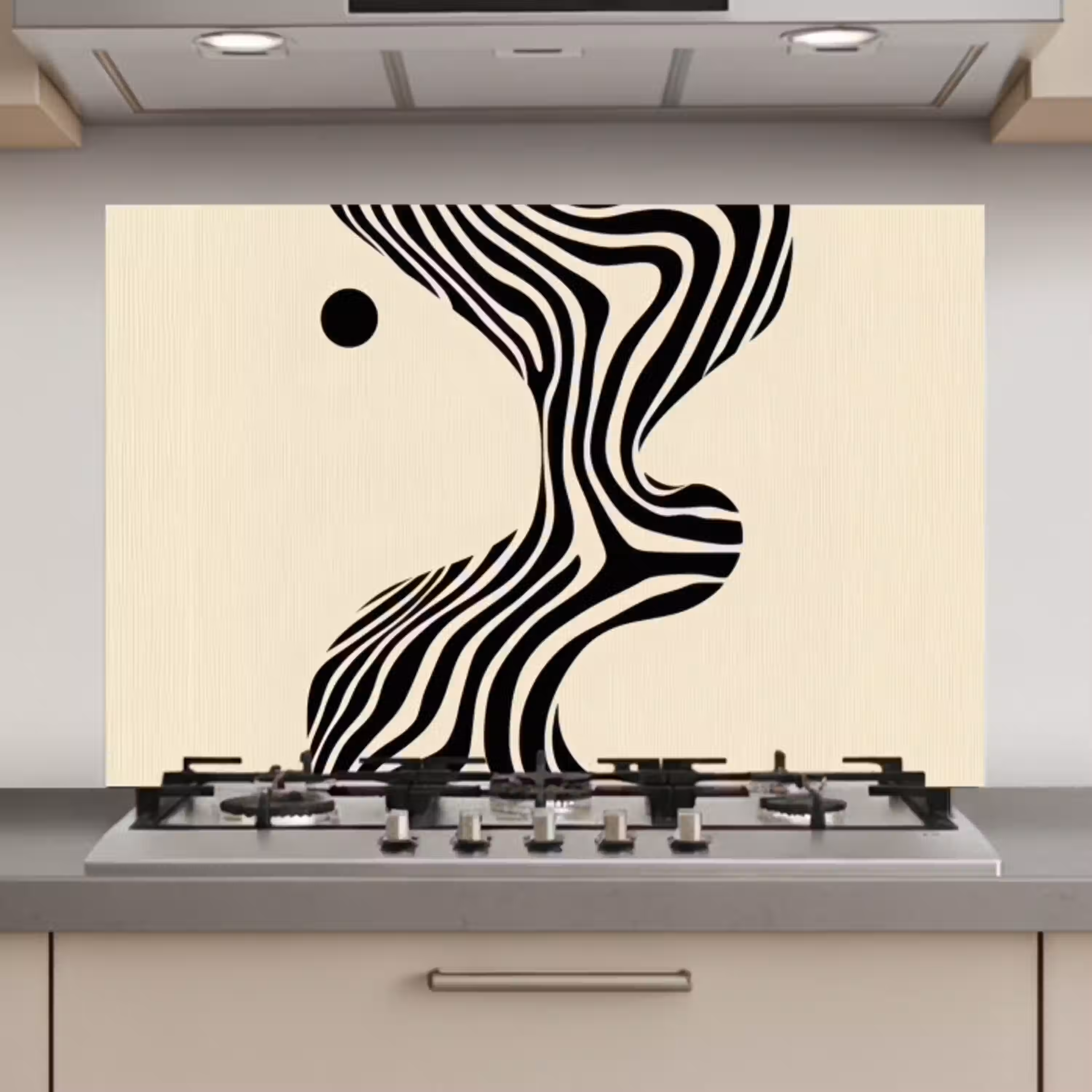 Beige - Lijnen - Golvend -  Abstract keuken achterwand spatscherm klein -3d_website