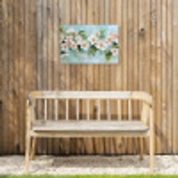Bloesem - Bladeren - Lichtblauw Tuinposter op houten frame 2 cm dik klein -sfeer4