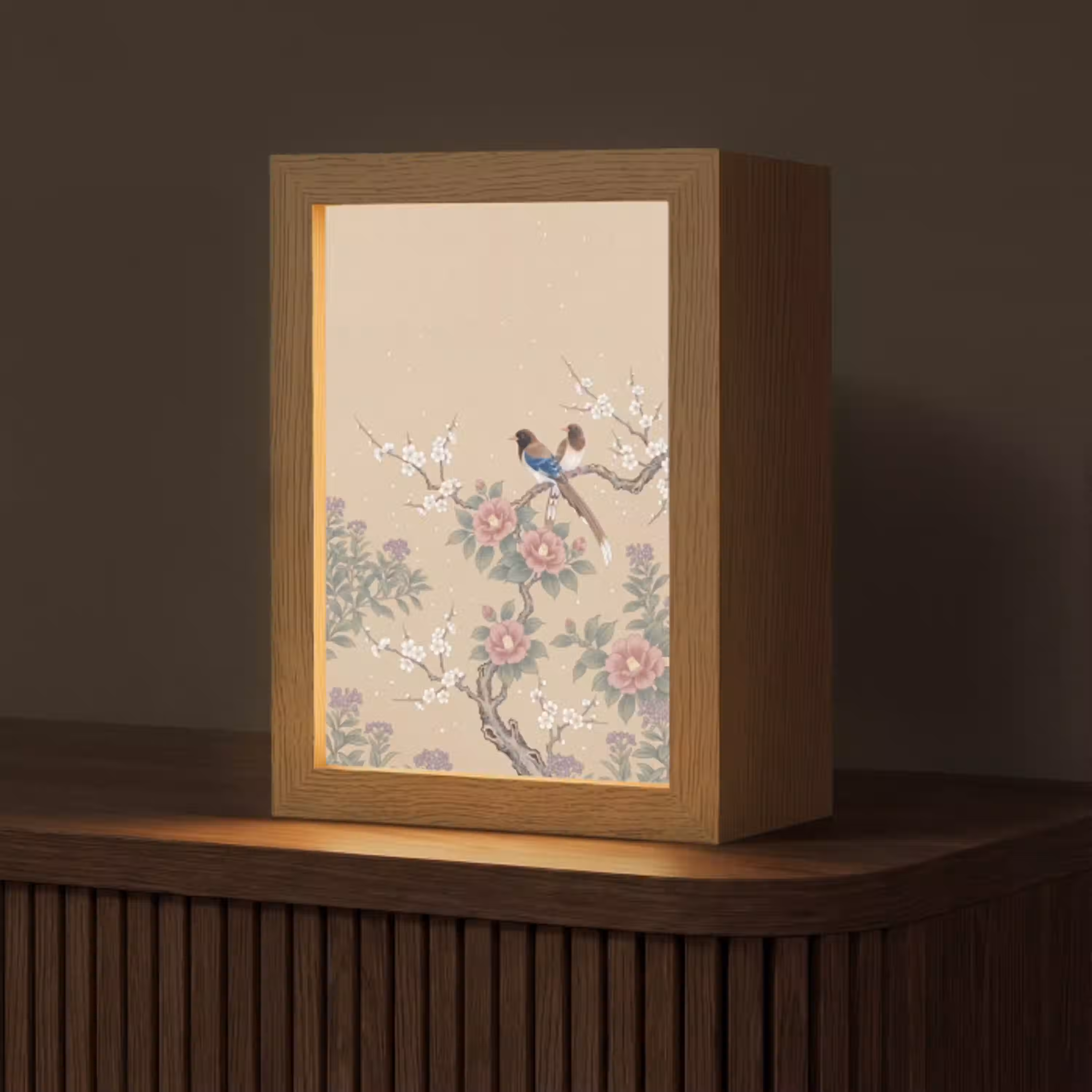 Bloemen - Vogels - Bloemen Light Box met kabel (Tafellamp) klein -z3d_website