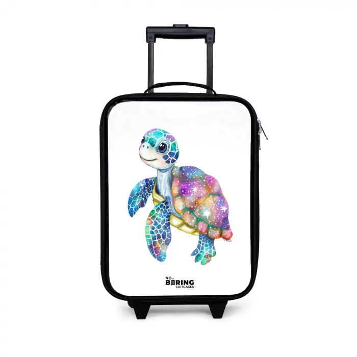 zeeschildpad vol kleuren Kinderkoffer - Zwart klein -3d